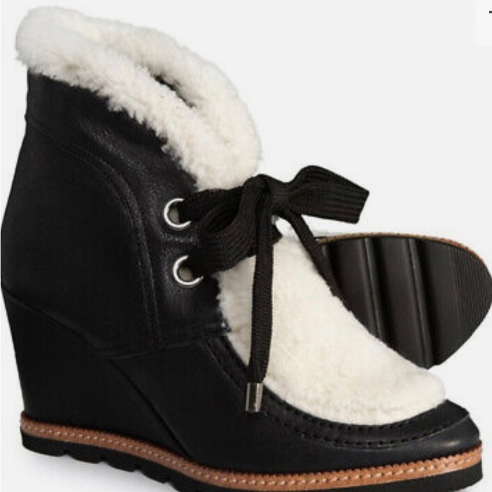 Fabianelli Made In Italy Sheepskin Wedge Bootie